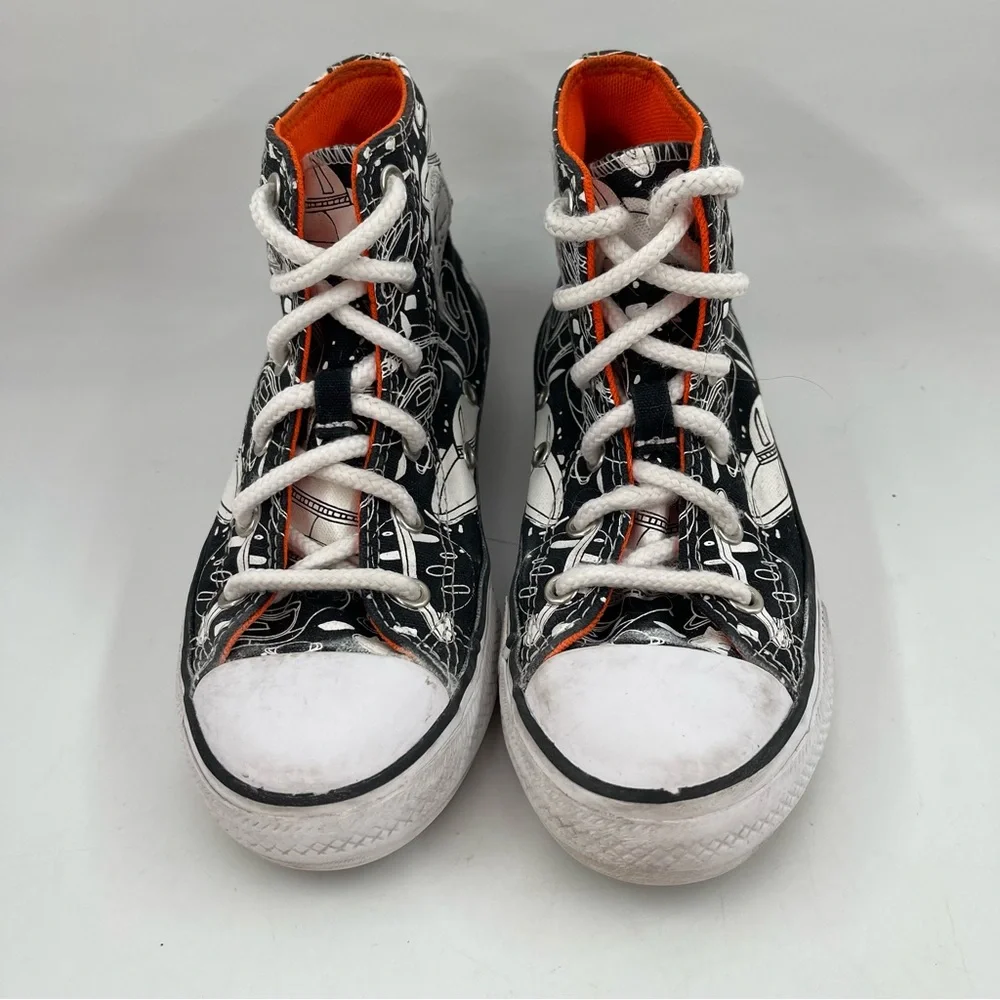 Converse Boys CTAS Black White Space Odyssey- SZ 2 Y -Hi Top Basketball Shoes